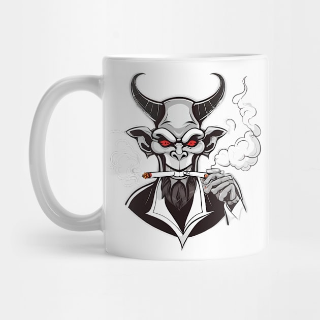 devil smoking a blunt cartoon design by UnReal-Graphics